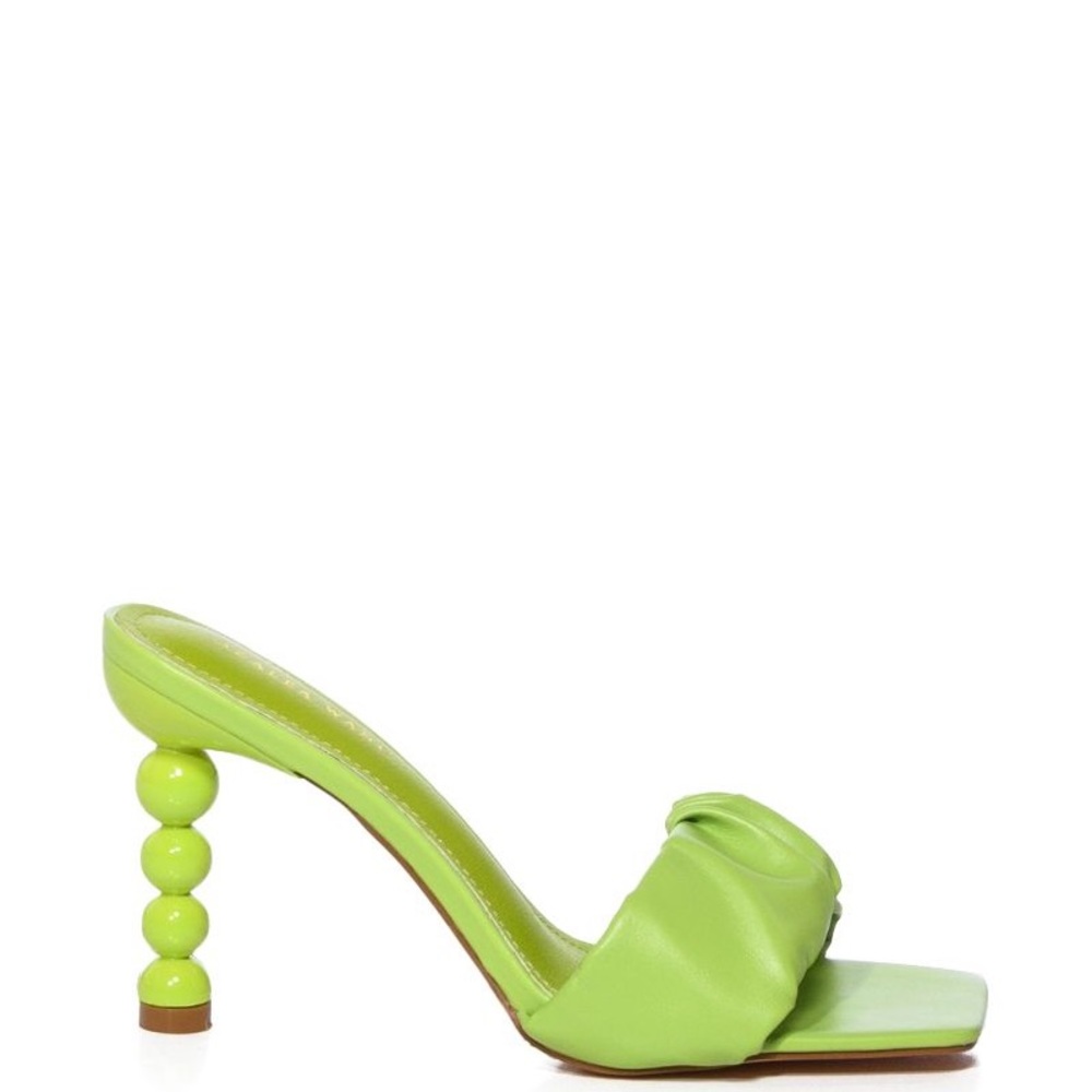 Azalea Wang Lime Green Vegan Leather High Heel Mule Sandal - Picture 3 of 3